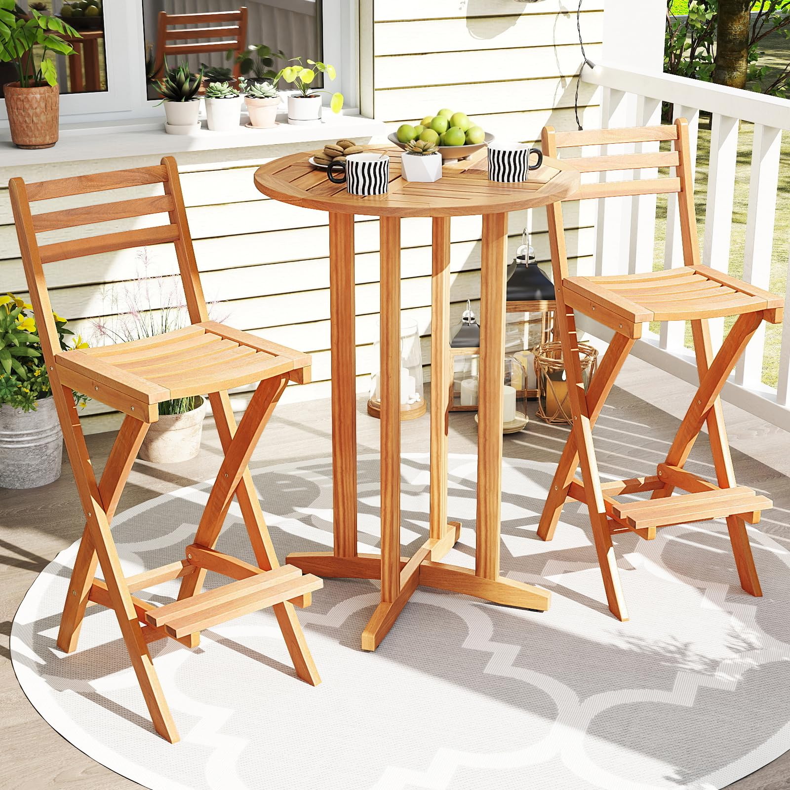 Amazon.com : Tangkula Patio Folding Barstool Set of 2, Outdoor